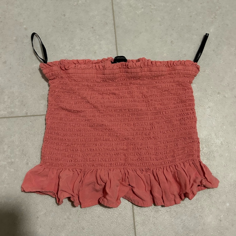 Forever 21 Coral Smocked Top